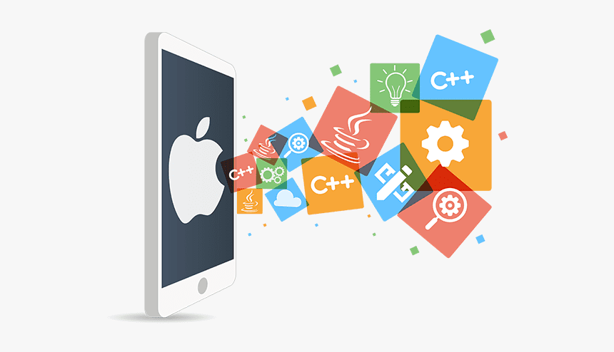 A design of an iPhone with icons of different programming languages