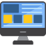 An icon of a computer showing a blue website