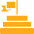 An orange icon of some ladders and a flag on top of it