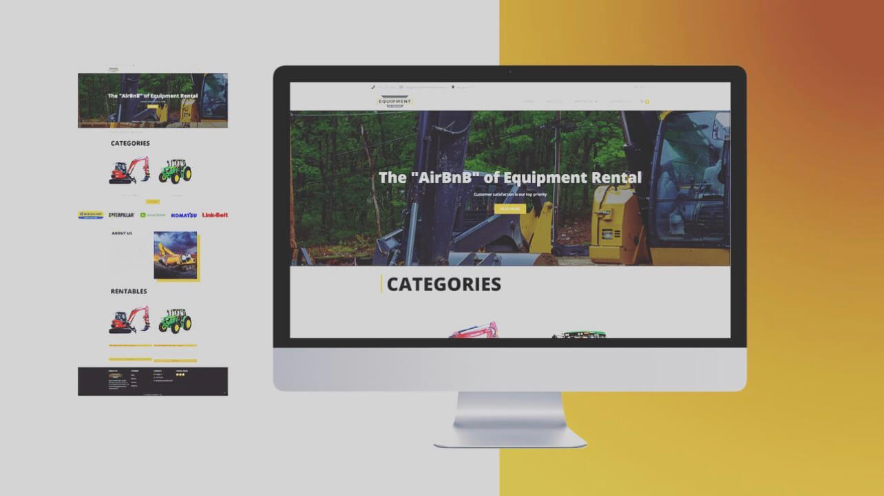 A design of a website where you can rent large equipments