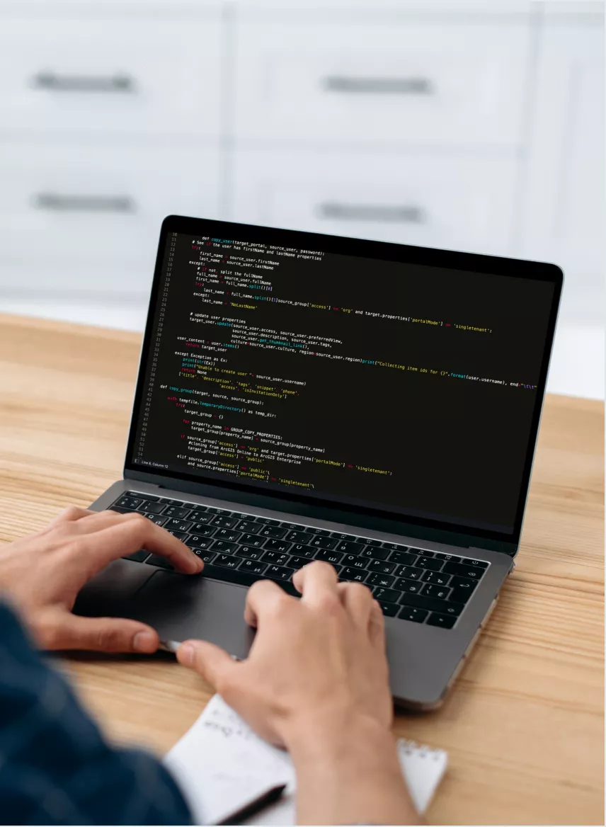 Developer building and integrating a website in a modern workspace
